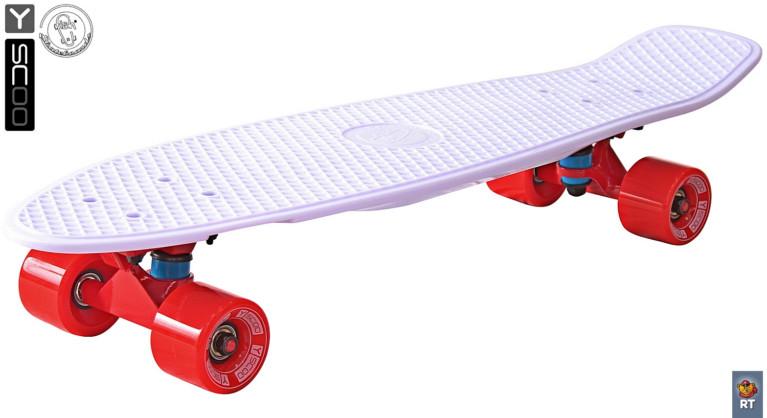 Скейтборд виниловый Y-Scoo Big Fishskateboard 27" 402-W с сумкой, бело-красный  